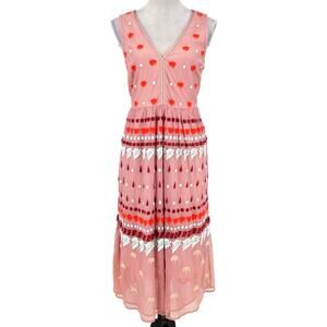 Sundance Dress Womens 6 Pink Rose Mesh Embroidered Lined Coastal Cowgirl Western